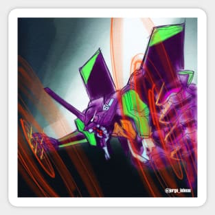 the monstrous mecha the eva 01 in neon genesis evangelion art Sticker